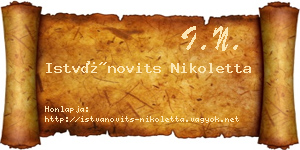 Istvánovits Nikoletta névjegykártya