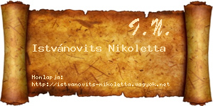 Istvánovits Nikoletta névjegykártya